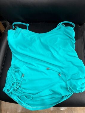 Coco Reef Teal Bikini Top with Chain Accent